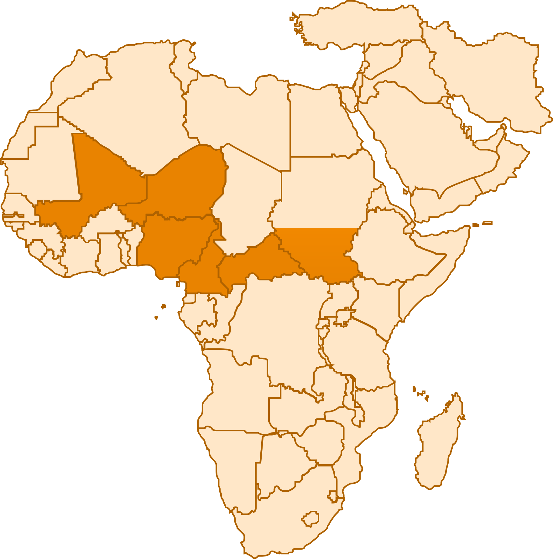 Middle-East & Africa, African Countries Map