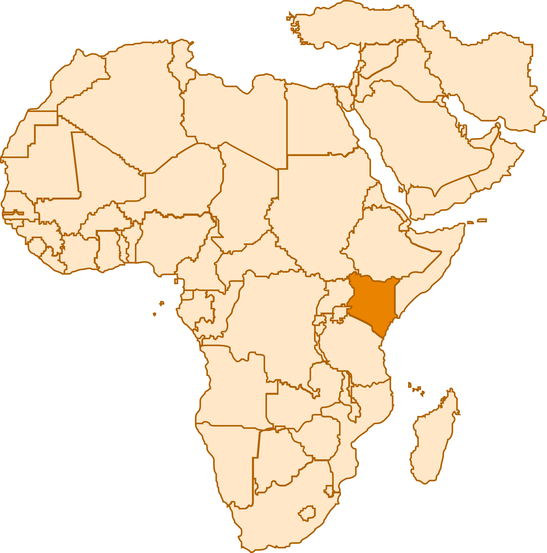 Middle-East & Africa, Kenya Map