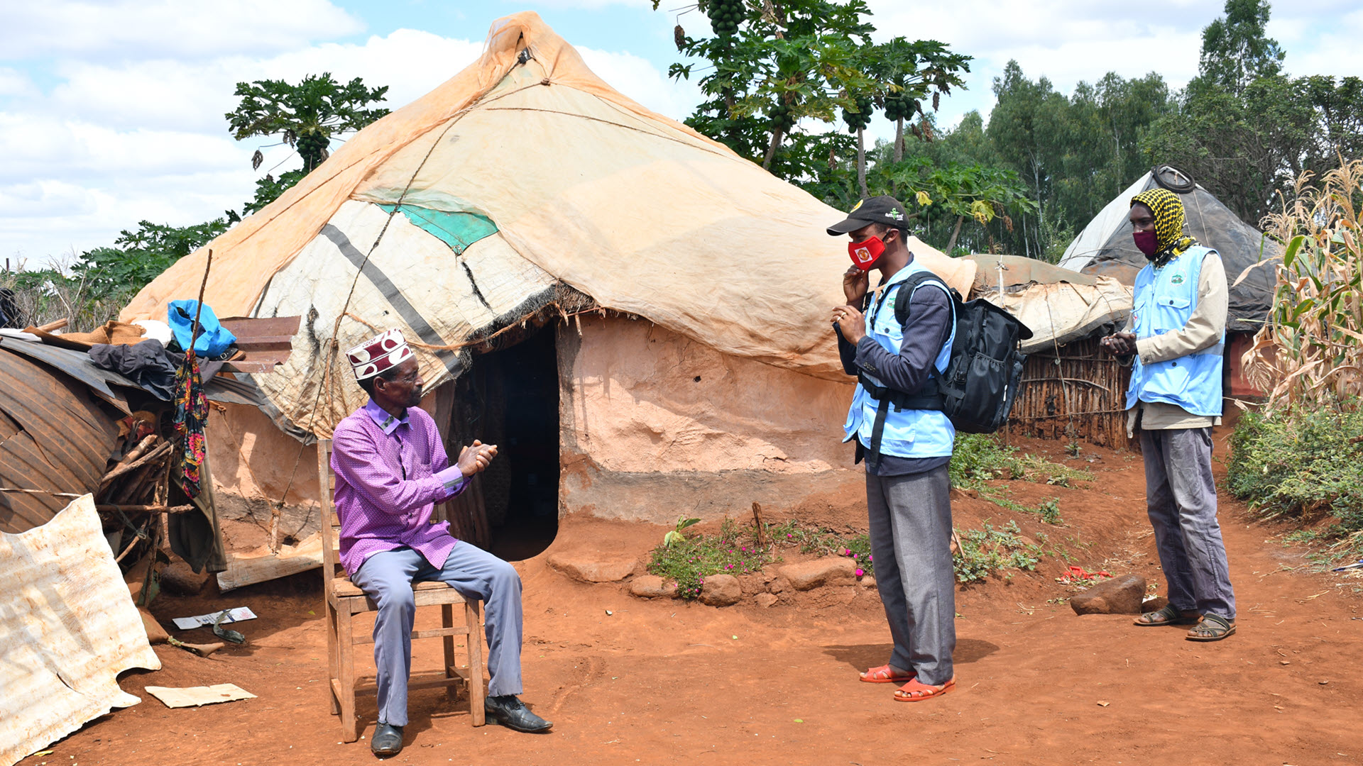 Community health workers of AMEN Kenya arriving in a remote village in Marsabit County
